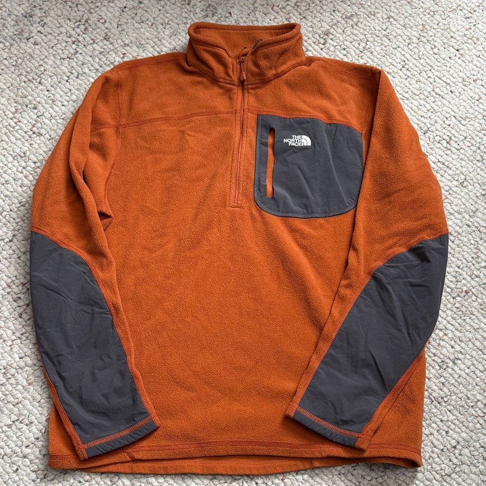 The North Face Burnt Orange and Charcoal Fleece Jacket